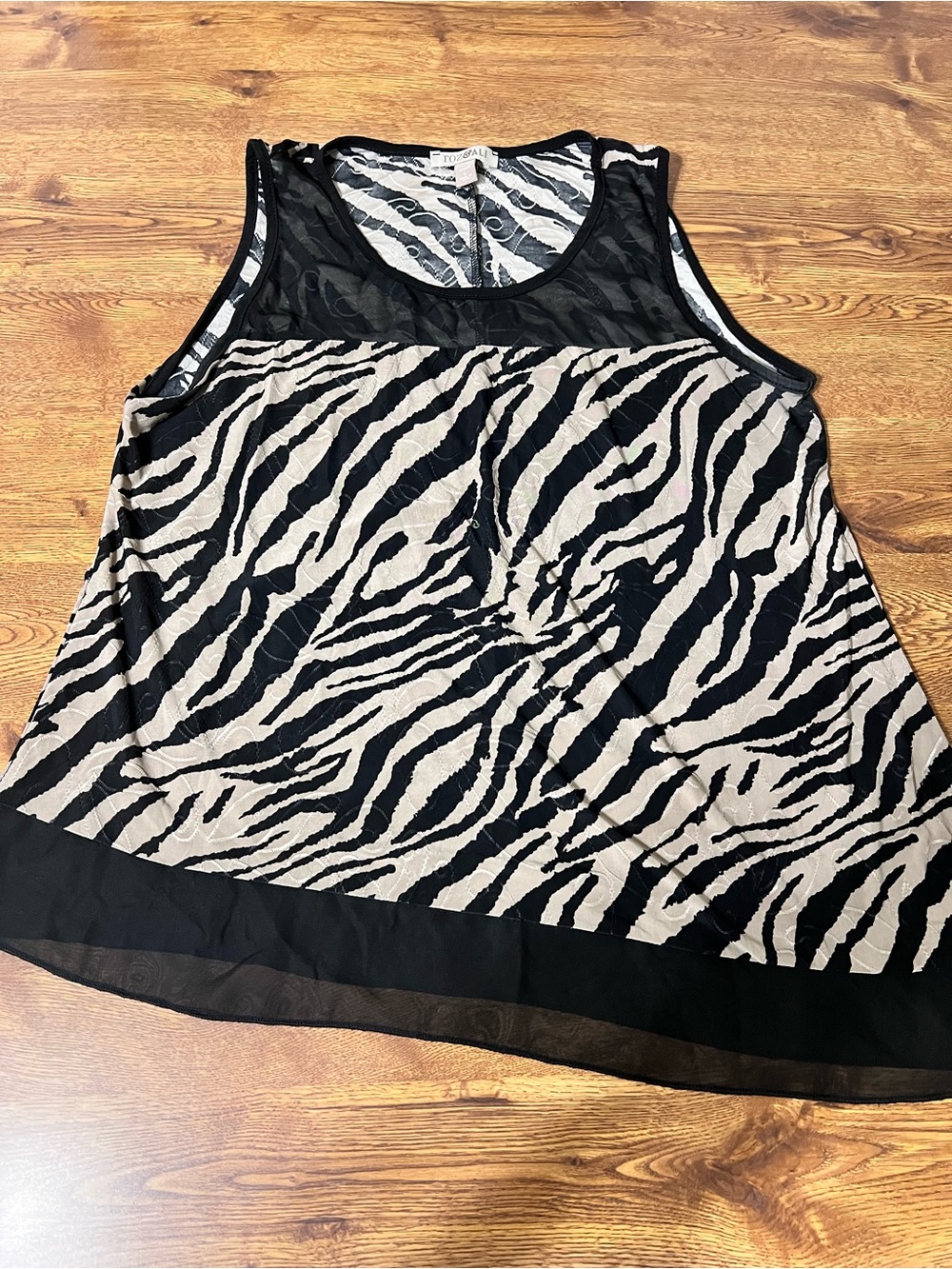 Womens Roz & Ali Zebra Print Sleeveless Blouse Size Petite Large